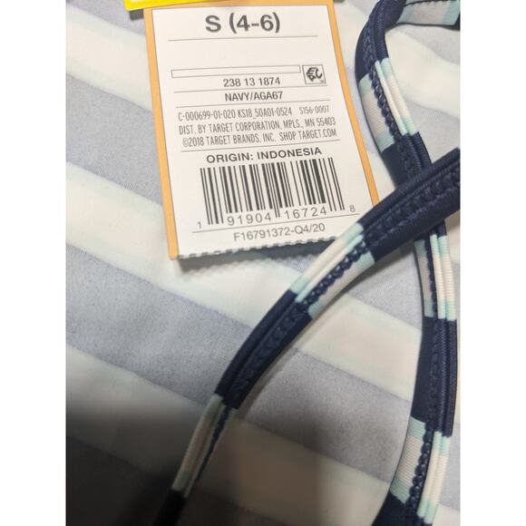 Tankini Top Kona Sol Navy Small Blue Striped Keyhole Swimwear Tunnel Back Modest - Picture 8 of 10